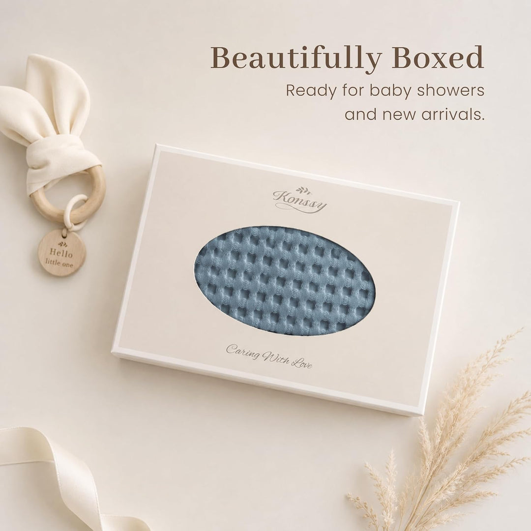 Konssy Waffle Baby Blanket for Boys & Girls, Softer Newborn Swaddle Blanket/2026 Upgraded Waffle Knit, Cozy Crib Blanket for Nursery, Stroller & Toddler Bed, Machine Washable, 43" x 43"