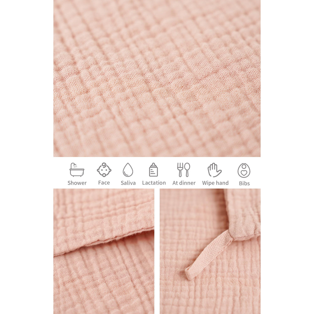 Konssy 6 Pack Muslin Baby Washcloths, 100% Cotton Wash Cloth Set - Pink Color - image 5