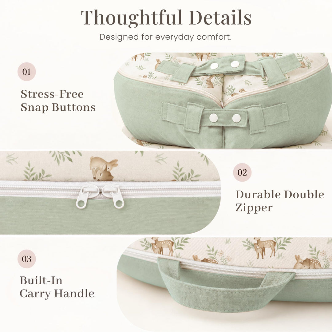 Konssy 100% Cotton Baby Lounger Cover Fits DockATot Deluxe+, Cover Only - Woodland - image 5