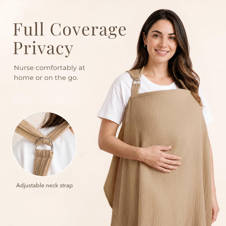 Konssy Muslin Nursing Cover Up for Breastfeeding with Rigid Hoop - shuangceng-buruzhao-qianka-New - image 2
