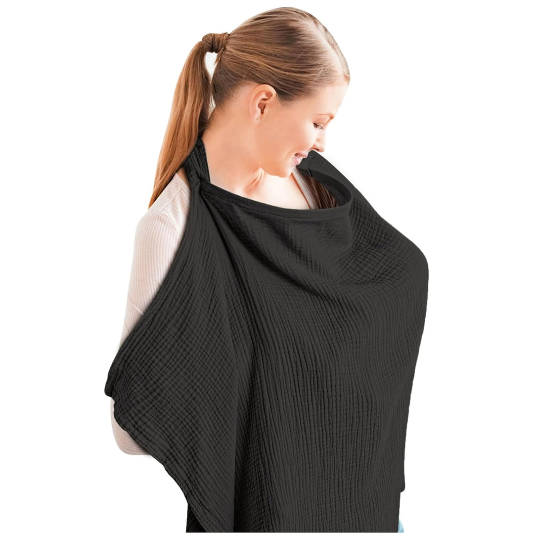 Konssy Muslin Nursing Cover Up for Breastfeeding with Rigid Hoop 100% Cotton Nursing Apron, Lightweight & Breathable, Carseat Canopy, Breast Feeding Covers for Women