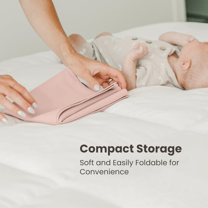 Konssy Faux Leather Waterproof Baby Changing Mat 2 Pack, Regular, 30"x17" - Blossom,Pink - image 4
