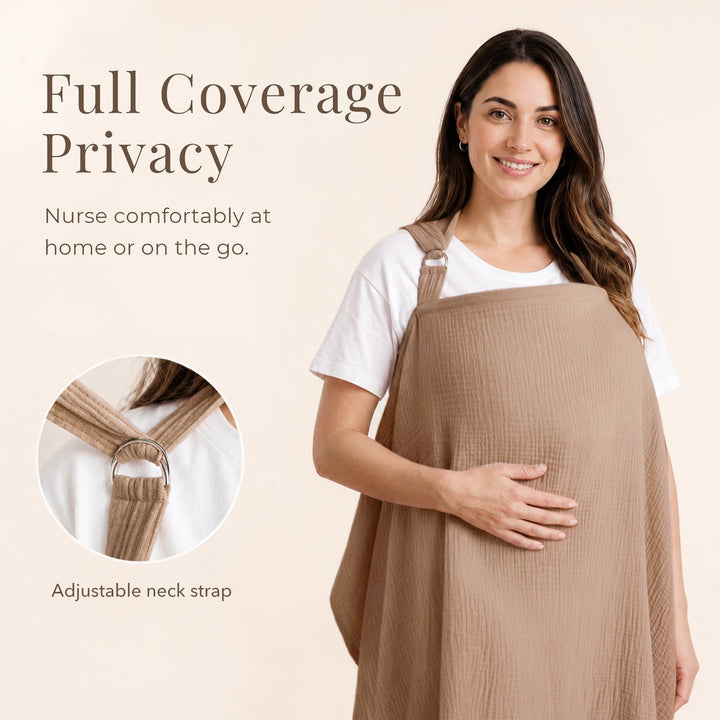 Konssy Muslin Nursing Cover Up for Breastfeeding with Rigid Hoop - Brown - image 2