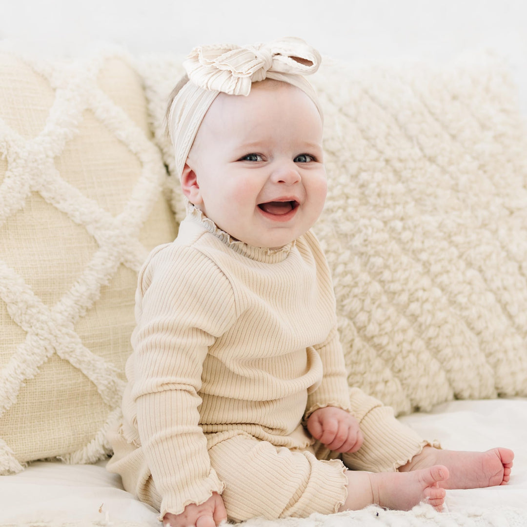 Prohouse 8 Pack Baby Bows Headbands for Girls, Newborn Nylon Headbands - Beige - image 6