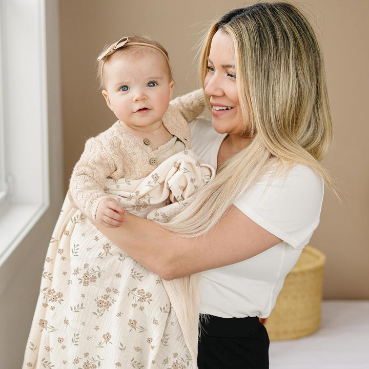 Konssy Muslin Swaddle Blankets, 100% Cotton Receiving Blankets, 47"x 47" - Peach Blossom Sun - image 4