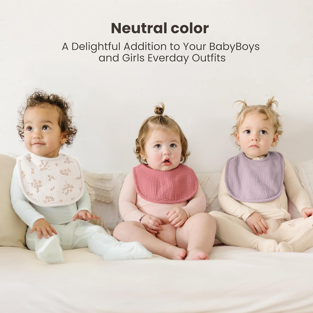 Konssy 10-Pack Muslin Baby Bibs for Drooling and Teething - Rose Mauve - image 4