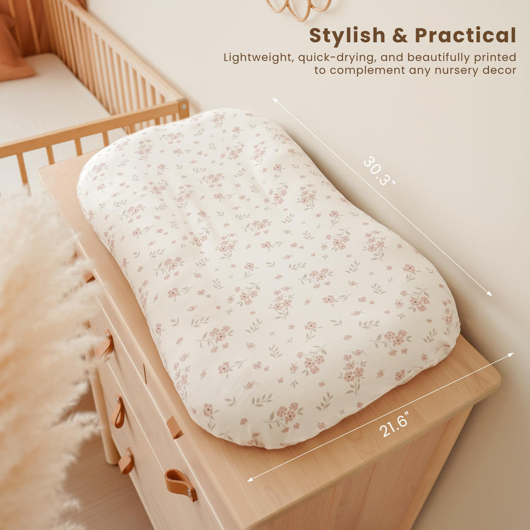 Konssy 2 Pack Baby Lounger Cover, Stretchy Infant Slipcover, Covers Only - Blossom,Taupe - image 5