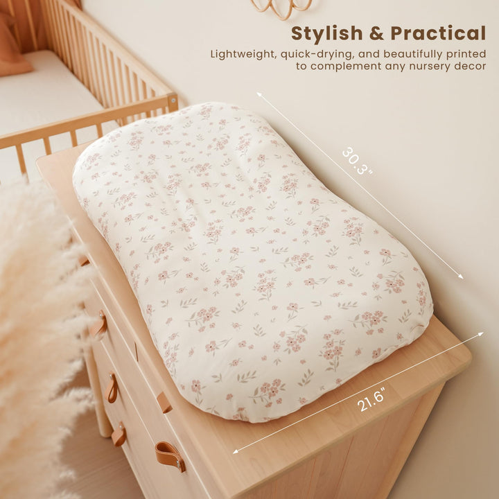 Konssy 2 Pack Baby Lounger Cover, Stretchy Infant Slipcover, Covers Only - Blossom,Taupe - image 5