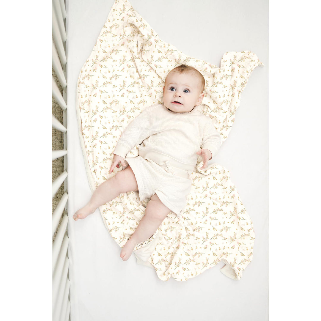 Konssy Soft Muslin Baby Blanket for Unisex Boys & Girls, 30 x 40 Inch - Floral - image 4