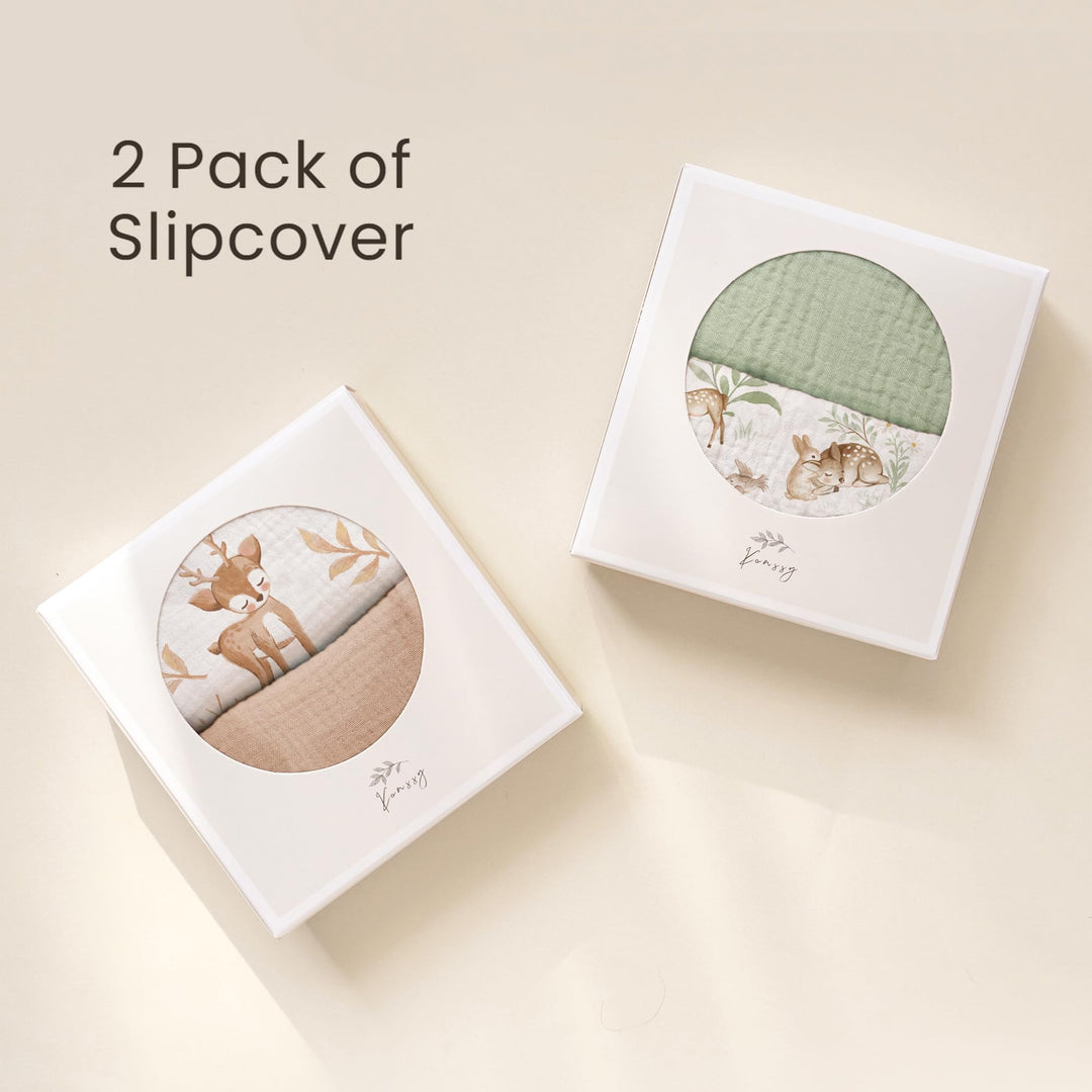 Konssy 2 Pack Muslin Baby Lounger Covers, Covers Only, 30.7" x 20" - Woodland,Sage - image 5