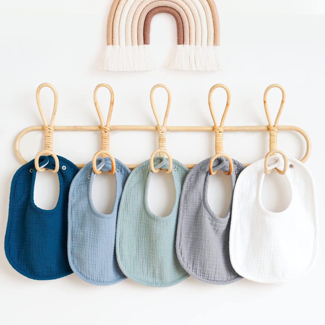 Konssy 8-Pack Muslin Baby Bibs, Adjustable Fit for Drooling and Teething - Blue - image 6