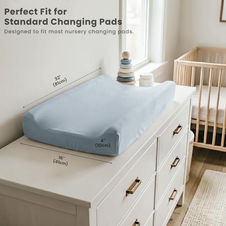 Konssy 3 Pack Stretchy Changing Pad Covers, 32"x16" Changing Table Sheets - Blue Moon - image 4