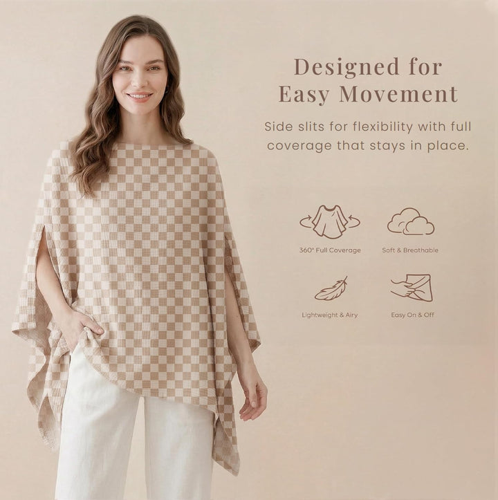 Konssy Muslin Nursing Cover for Breastfeeding, 360° Full Privacy Breathable 100% Cotton Breastfeeding Cover, Multi-use Carseat Canopy