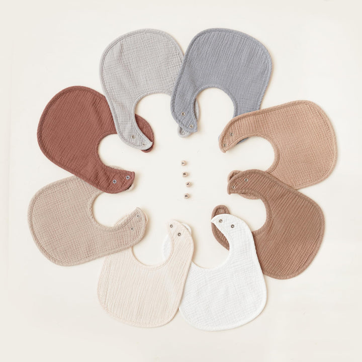 Konssy 8-Pack Muslin Baby Bibs, Adjustable Fit for Drooling and Teething - Terracotta - image 7