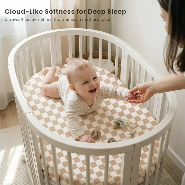 Konssy 3 Pack Stretchy Bassinet Sheets for Baby Girls and Boys, 32"x16" / Silky-Soft & Breathable, Bassinet Mattress Sheet, Compatible with Halo Bassinest Swivel Sleeper, Graco, Snoo
