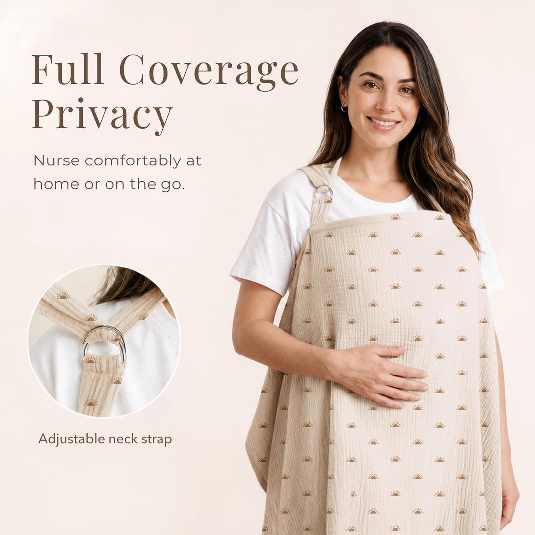 Konssy Muslin Nursing Cover Up for Breastfeeding with Rigid Hoop - Sun - image 2