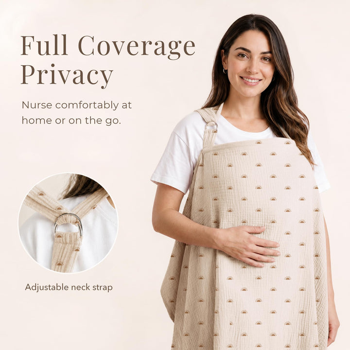 Konssy Muslin Nursing Cover Up for Breastfeeding with Rigid Hoop - Sun - image 2