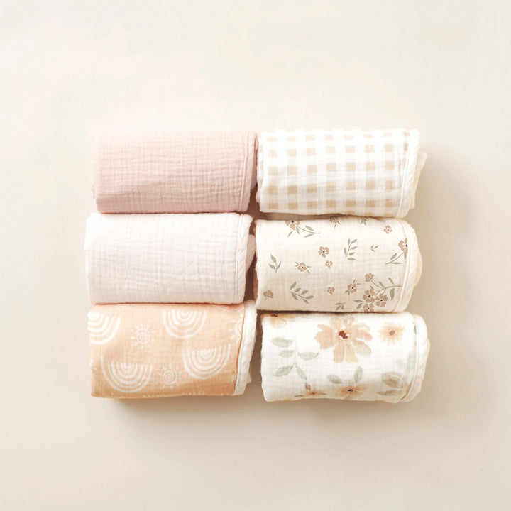 Konssy 6 Pack Large Muslin Baby Burp Cloths and Burp Rags Set for Newborn - Yinhua-Dagebu-Huahui-New - image 7