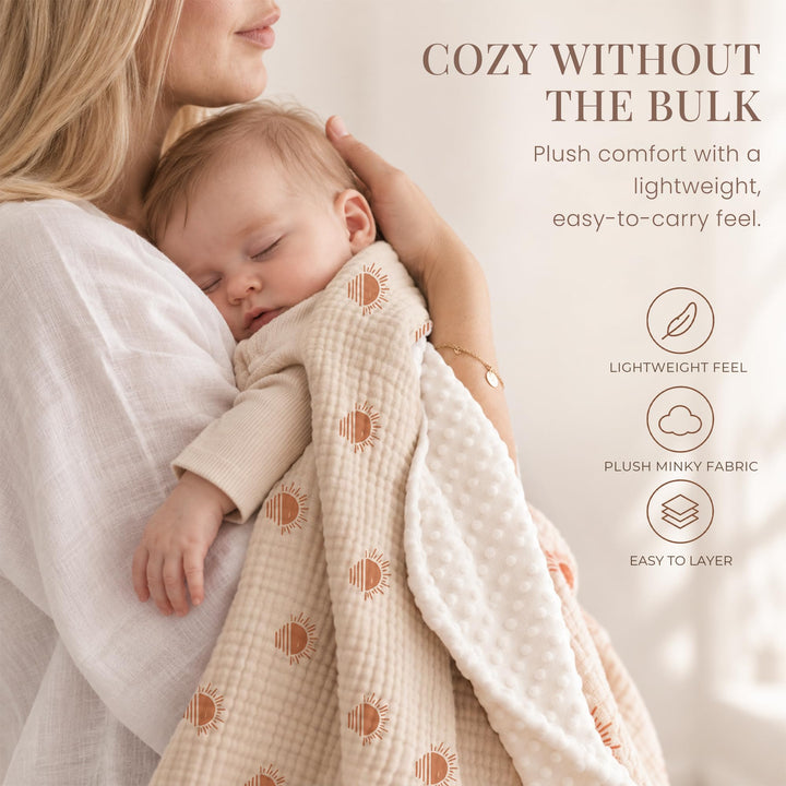 Konssy Soft Muslin Baby Blanket for Unisex Boys & Girls, 30 x 40 Inch - Afterglow - image 3
