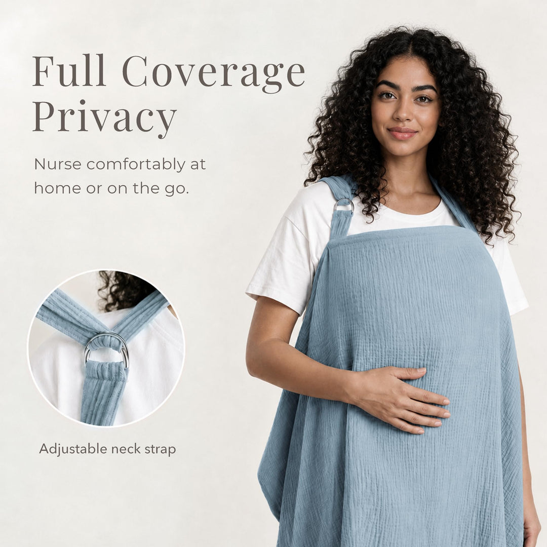Konssy Muslin Nursing Cover Up for Breastfeeding with Rigid Hoop - shuangceng-buruzhao-wulan-New - image 2