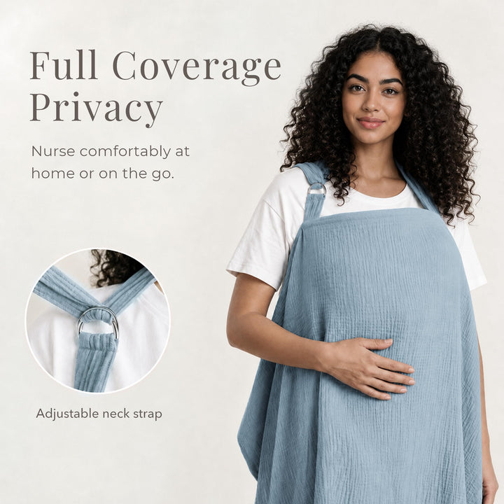 Konssy Muslin Nursing Cover Up for Breastfeeding with Rigid Hoop - shuangceng-buruzhao-wulan-New - image 2