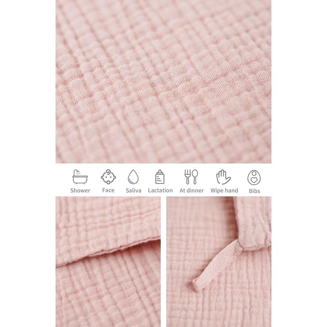 Konssy 6 Pack Muslin Baby Washcloths, 100% Cotton Wash Cloth Set - Apricot Color - image 5