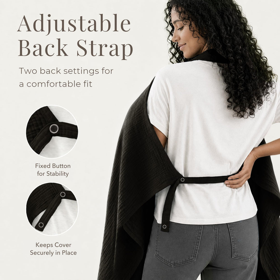 Konssy Muslin Nursing Cover Up for Breastfeeding with Rigid Hoop - Black - image 5