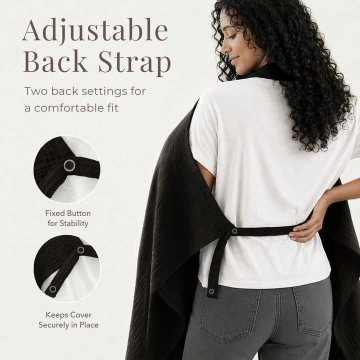 Konssy Muslin Nursing Cover Up for Breastfeeding with Rigid Hoop - Black - image 5