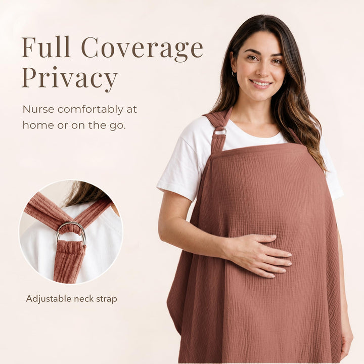 Konssy Muslin Nursing Cover Up for Breastfeeding with Rigid Hoop - shuangceng-buruzhao-lise-New - image 2