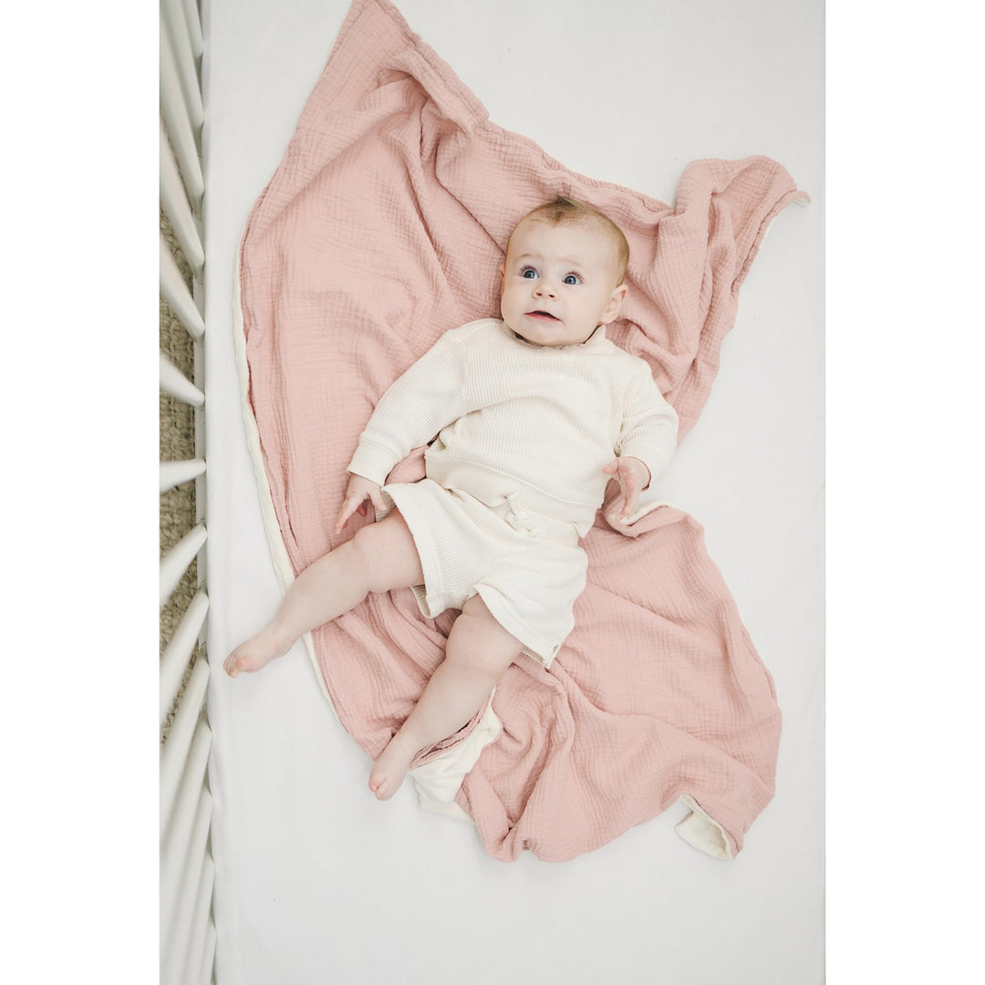 Konssy Soft Muslin Baby Blanket for Unisex Boys & Girls, 30 x 40 Inch - Pink - image 4