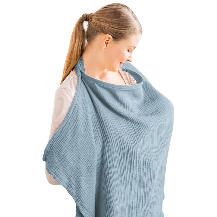 Konssy Muslin Nursing Cover Up for Breastfeeding with Rigid Hoop 100% Cotton Nursing Apron, Lightweight & Breathable, Carseat Canopy, Breast Feeding Covers for Women