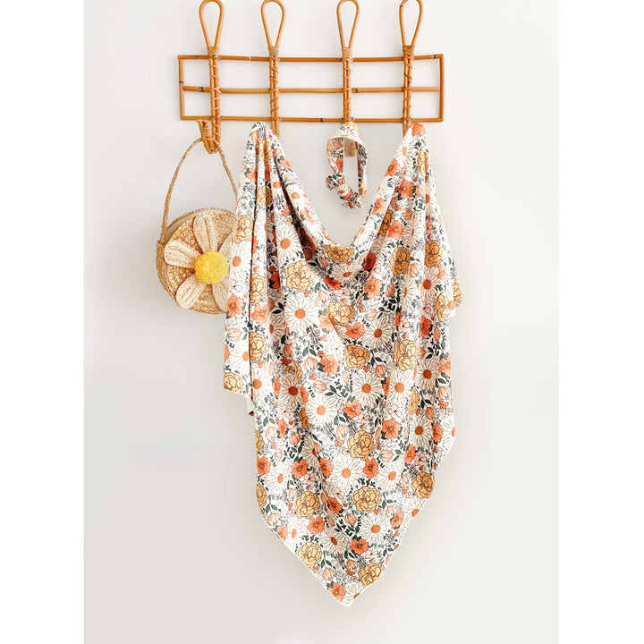 Konssy Baby Blanket & Headband Set, 32 x 32 Inch Swaddle Receiving Blanket - huahui-baotan-New - image 4