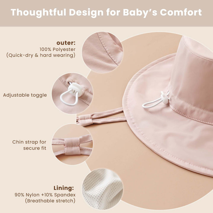 Konssy 2-Pack Muslin Baby Sun Hats for Girls with Bows, UPF 50+ - Light Pink,White - image 2