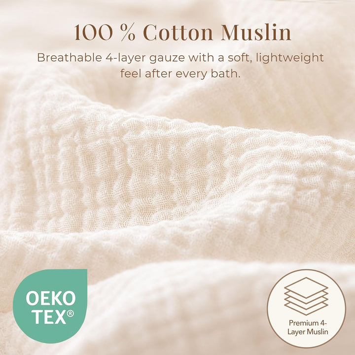 Konssy 100% Muslin Cotton Baby Hooded Towel, Soft Absorbent Bath Towel for Newborns, Infants and Toddlers, Baby Gift and Newborn Essentials with Lace Ruffle Hood - Pink - B0GY7KSJ9B image 5
