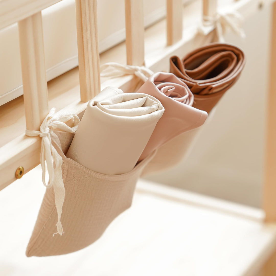 Konssy Faux Leather Waterproof Baby Changing Mat 2 Pack, Regular, 32"x20" - Blush,Beige - image 7