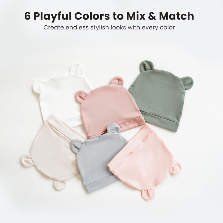 Konssy 6-Pack Baby Newborn Hats with Bear Ears Set - Pink - image 7