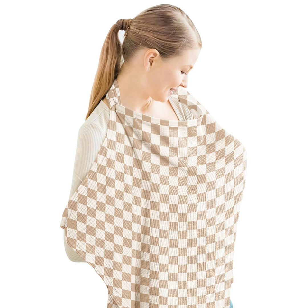Konssy Muslin Nursing Cover Up for Breastfeeding with Rigid Hoop 100% Cotton Nursing Apron, Lightweight & Breathable, Carseat Canopy, Breast Feeding Covers for Women