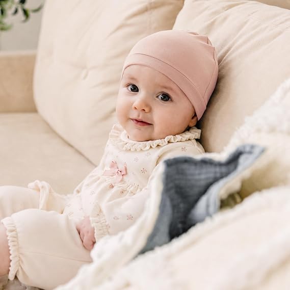 Konssy 6-Pack Baby Beanie Hats for Newborns, Soft Infant Caps for Boys & Girls, 0-6 Months