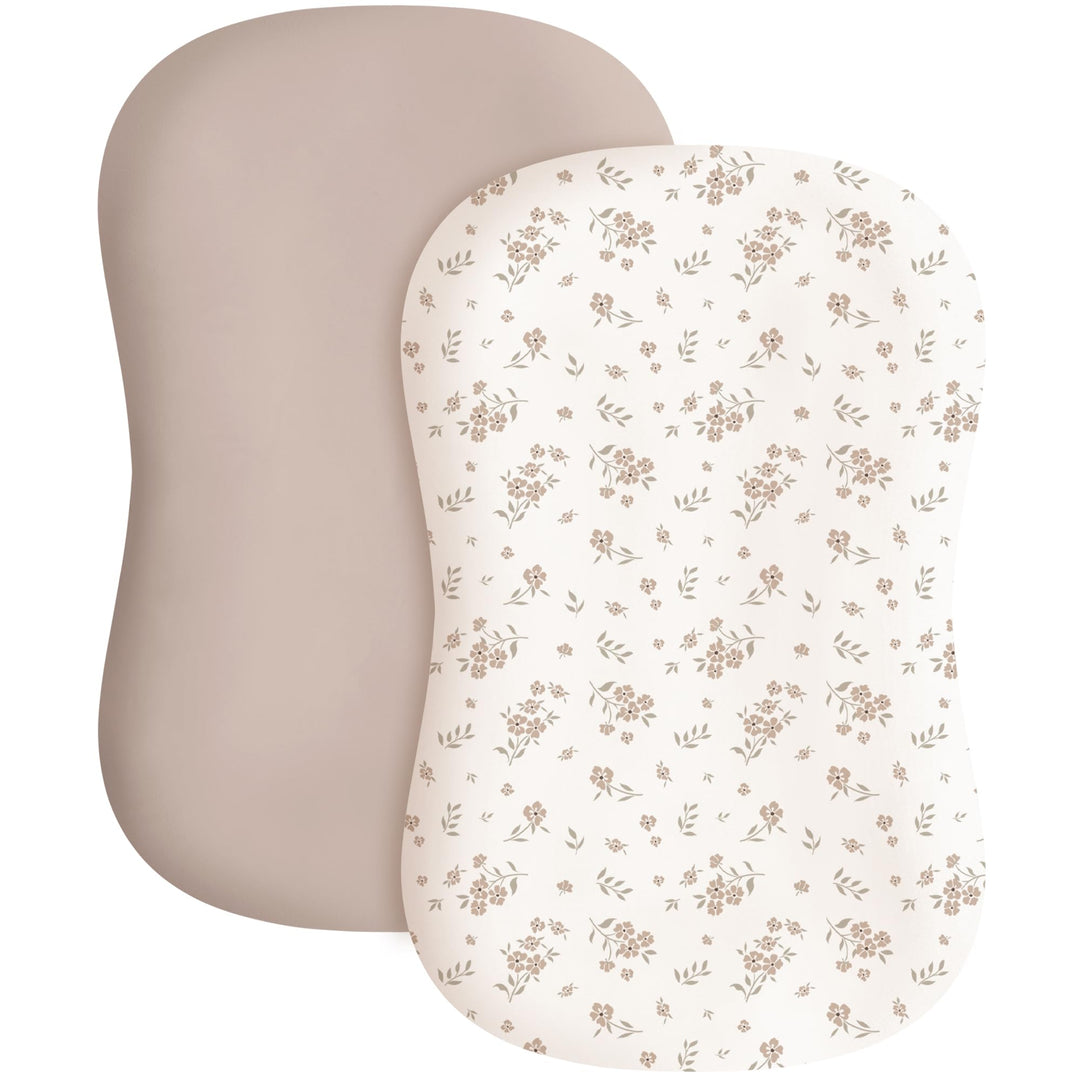 Konssy 2 Pack Baby Lounger Cover, Stretchy Infant Slipcover, Covers Only - Blossom,Taupe - image 1