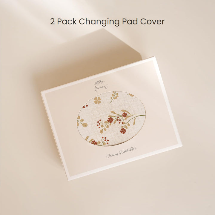Konssy 2 Pack Muslin Changing Pad Covers for Baby Girls Boys, 32"x16" - Chestnut,Posy - image 6