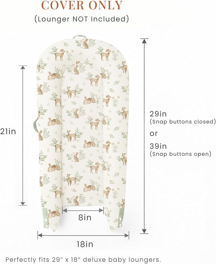 Konssy 100% Cotton Baby Lounger Cover Baby Nest Replacement Cover for Newborn Boys Girls Fits Dockatot Deluxe+ Docks (Cover Only)