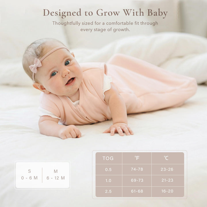Konssy Rayon Made from Bamboo Baby Sleep Sack 0-6 Months, 1.0 TOG - Pink - image 7