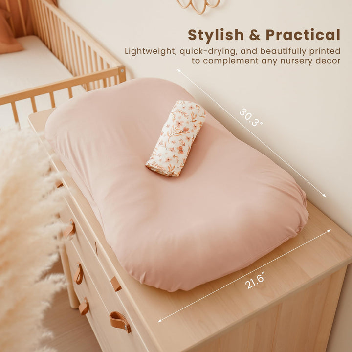 Konssy 2 Pack Baby Lounger Cover, Stretchy Infant Slipcover, Covers Only - Pink Spring,Pink - image 5