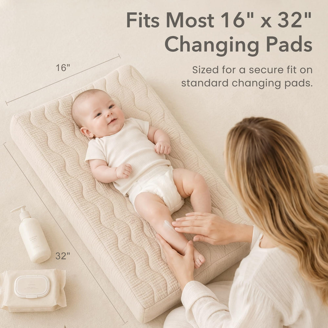 Konssy 2 Pack Quilted Muslin Changing Pad Cover, Waterproof Layer 32" x 16" - Seafoam - image 7