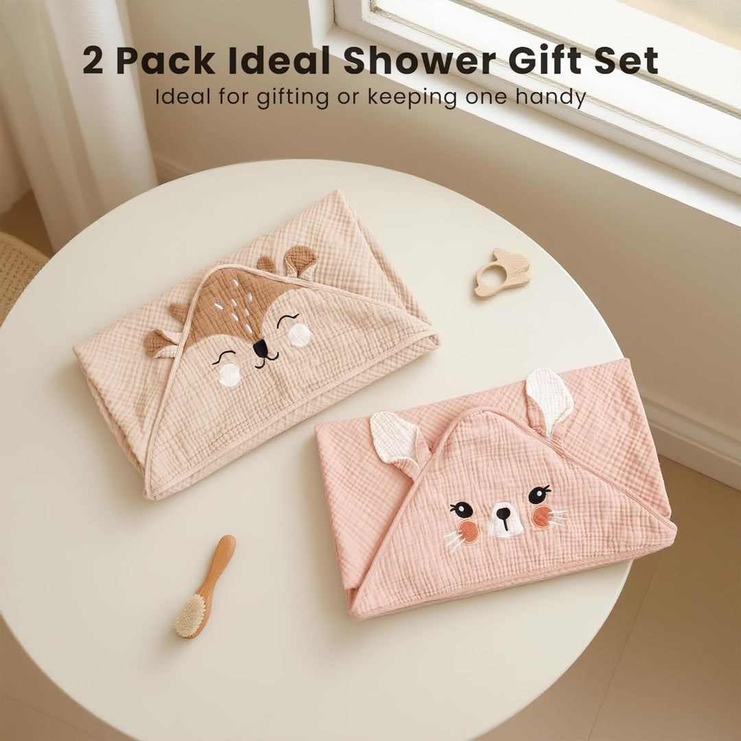 Konssy Muslin Hooded Baby Towels - Rabbit,Dear - image 5
