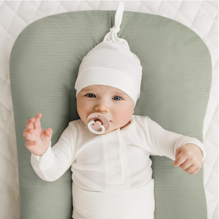 Konssy 2 Pack Muslin Baby Lounger Covers, Covers Only, 30.7" x 20" - Fog Green,Cream - image 3