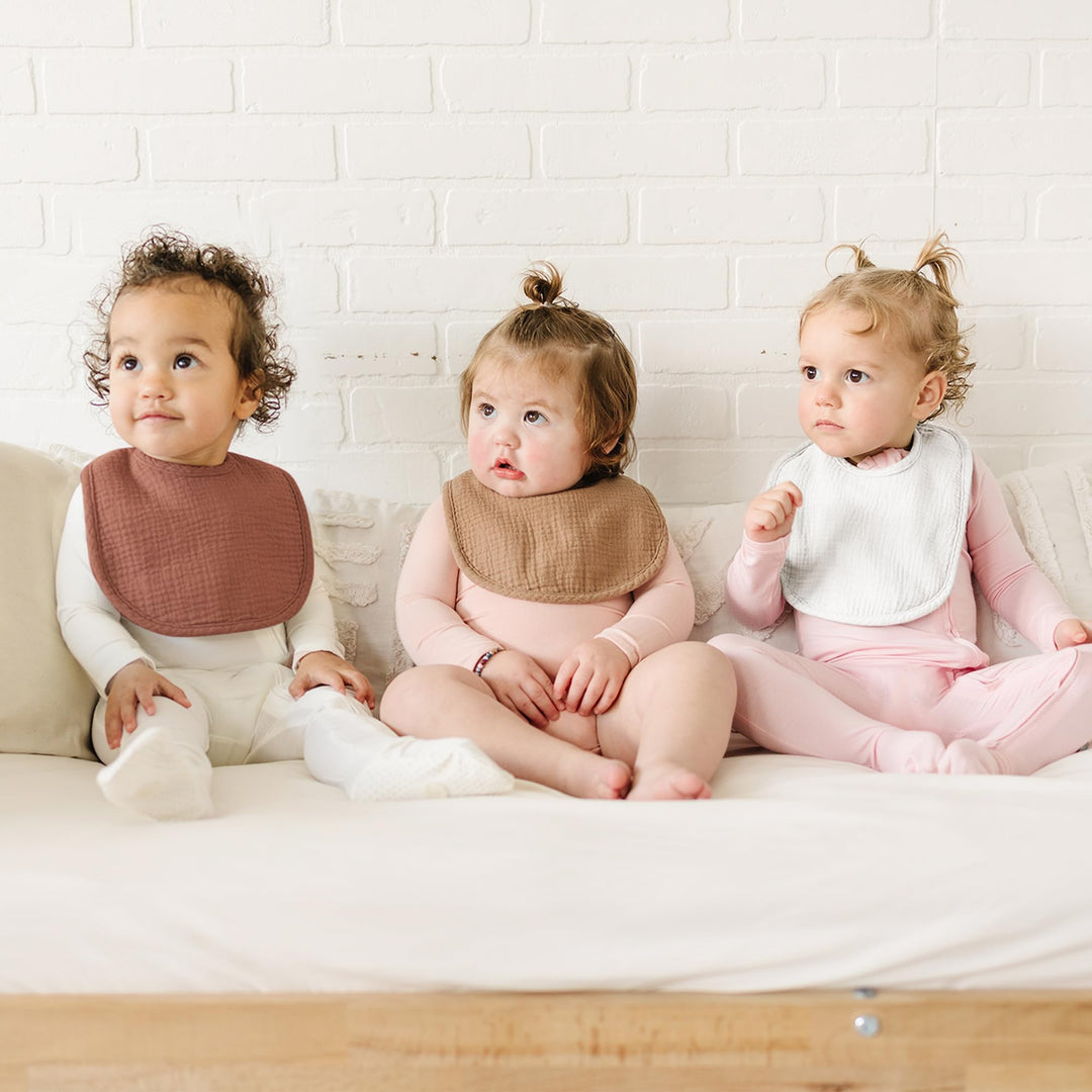 Konssy 8-Pack Muslin Baby Bibs, Adjustable Fit for Drooling and Teething - Terracotta - image 2