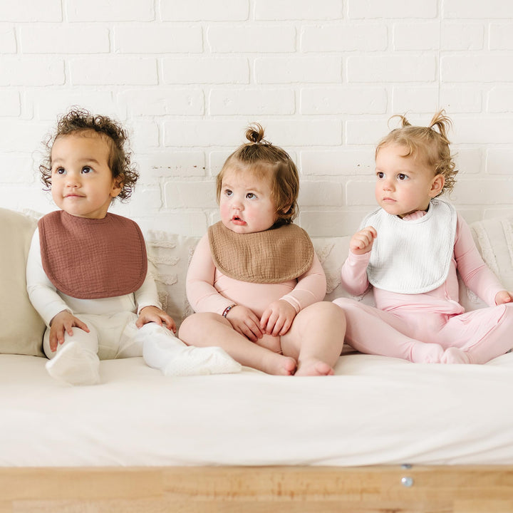 Konssy 8-Pack Muslin Baby Bibs, Adjustable Fit for Drooling and Teething - Terracotta - image 2
