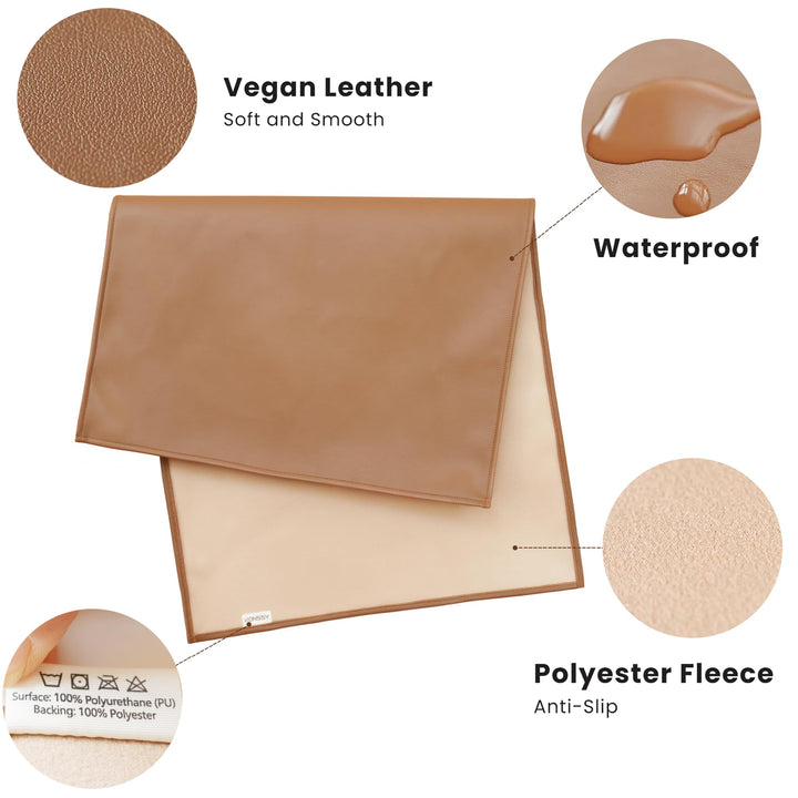 Konssy Faux Leather Waterproof Baby Changing Mat 2 Pack, Regular, 32"x20" - Blush,Beige - image 2