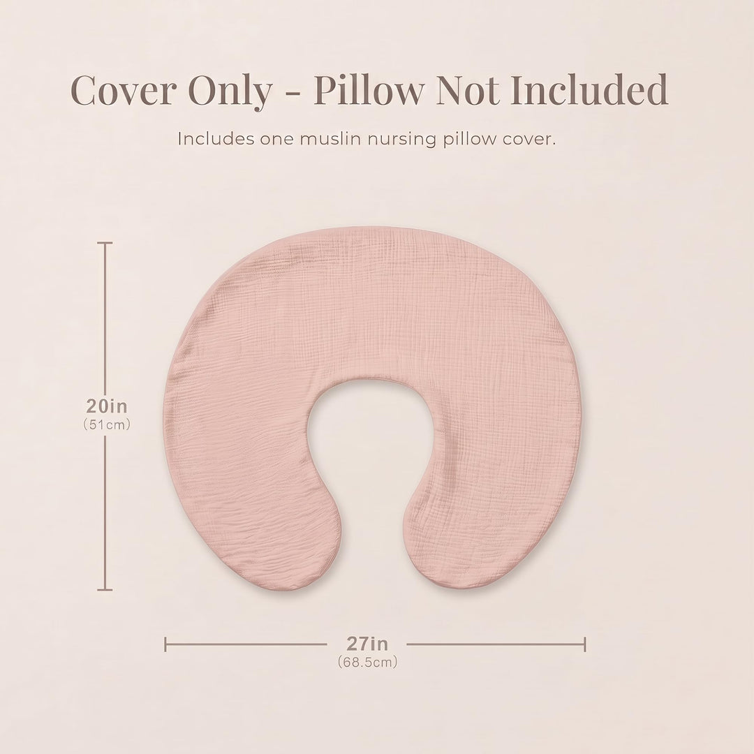 Konssy Muslin Nursing Pillow Covers, Soft Cover for Breastfeeding Pillows - Pink - image 4